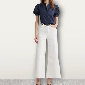 Frame denim Le Palazzo Raw Hem Crop Wide Leg Jeans Au Natural Clean white 31